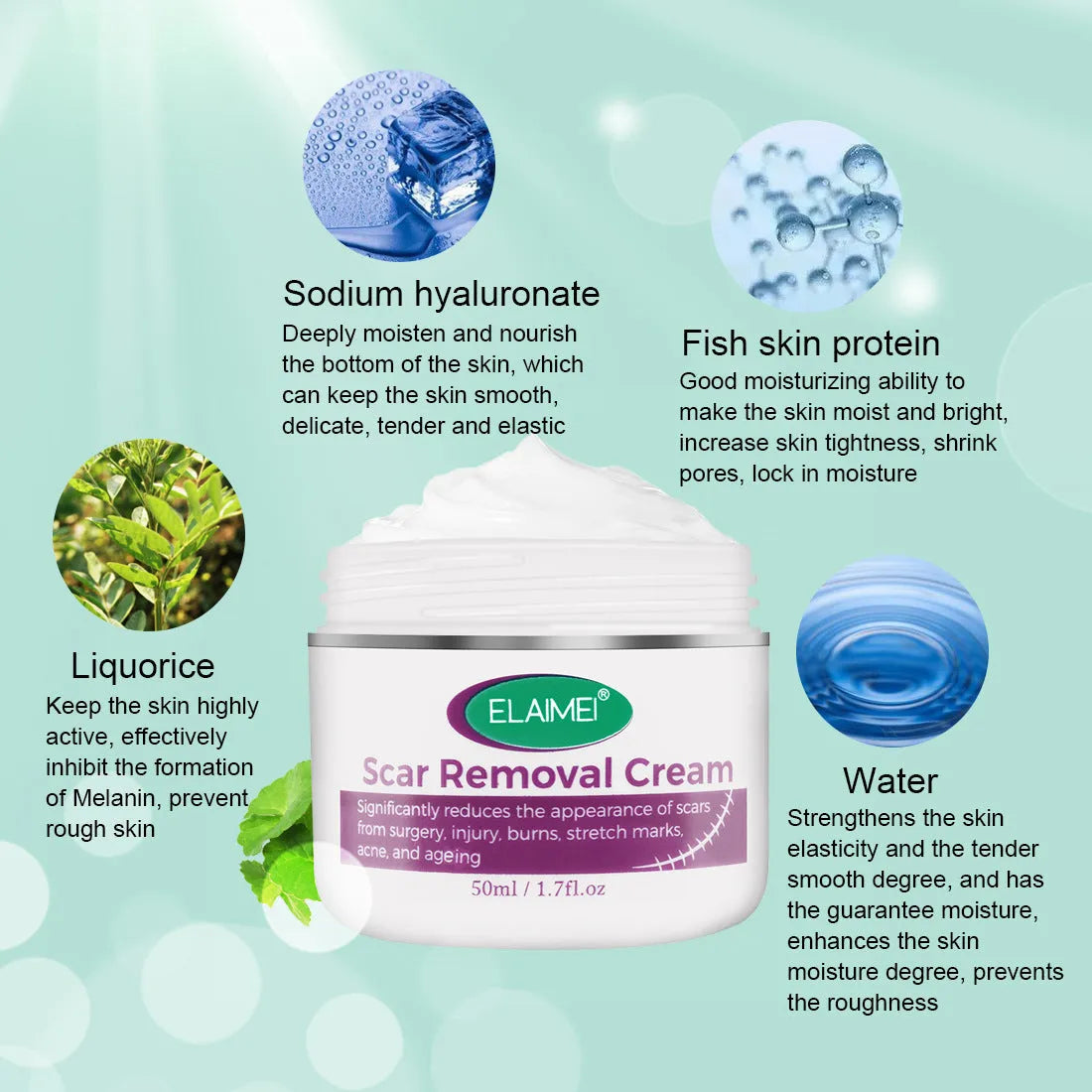 Skin Rebound Scarless Cream 50g tube for face acne scar and stretch mark removal