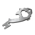 Silver 20-in-1 stainless steel multi tool keyring with screwdrivers, wrench, and bottle opener