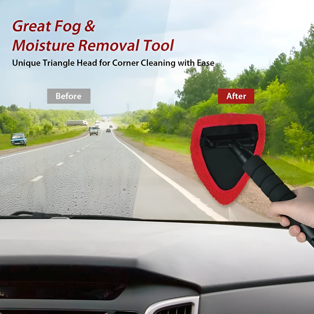 Car windshield cleaning brush with plastic bristles in green, red and blue colour options