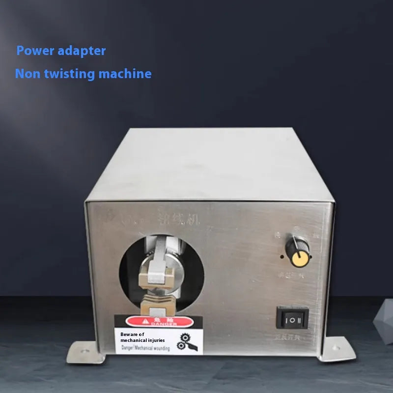 Compact desktop multi-strand copper wire twisting machine on workbench