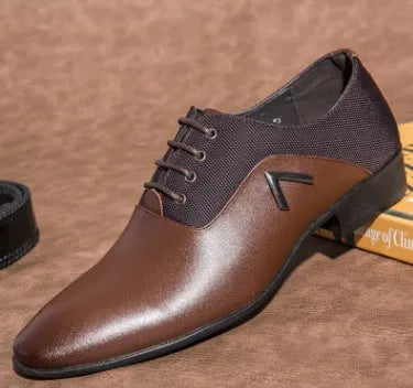 Men's black Oxford shoes with a low-cut PU upper and rubber sole for business casual wear.