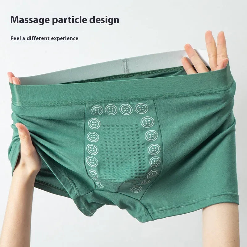 Men's massaging particle underwear in mid-waist design with breathable milk silk fabric