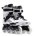 Adult inline roller skates for beginners with PP reinforced shell and aluminium frame in black colour