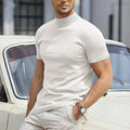 Men's plus size sports half-high collar T-shirt in white gray blue red colour options