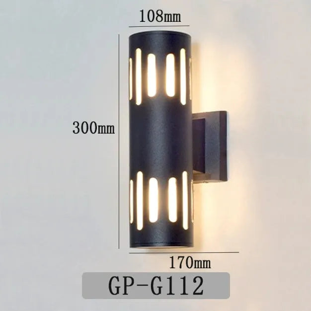 Outdoor aluminium double head up and down wall lamp with E27 holder, 312mm, weatherproof for courtyard