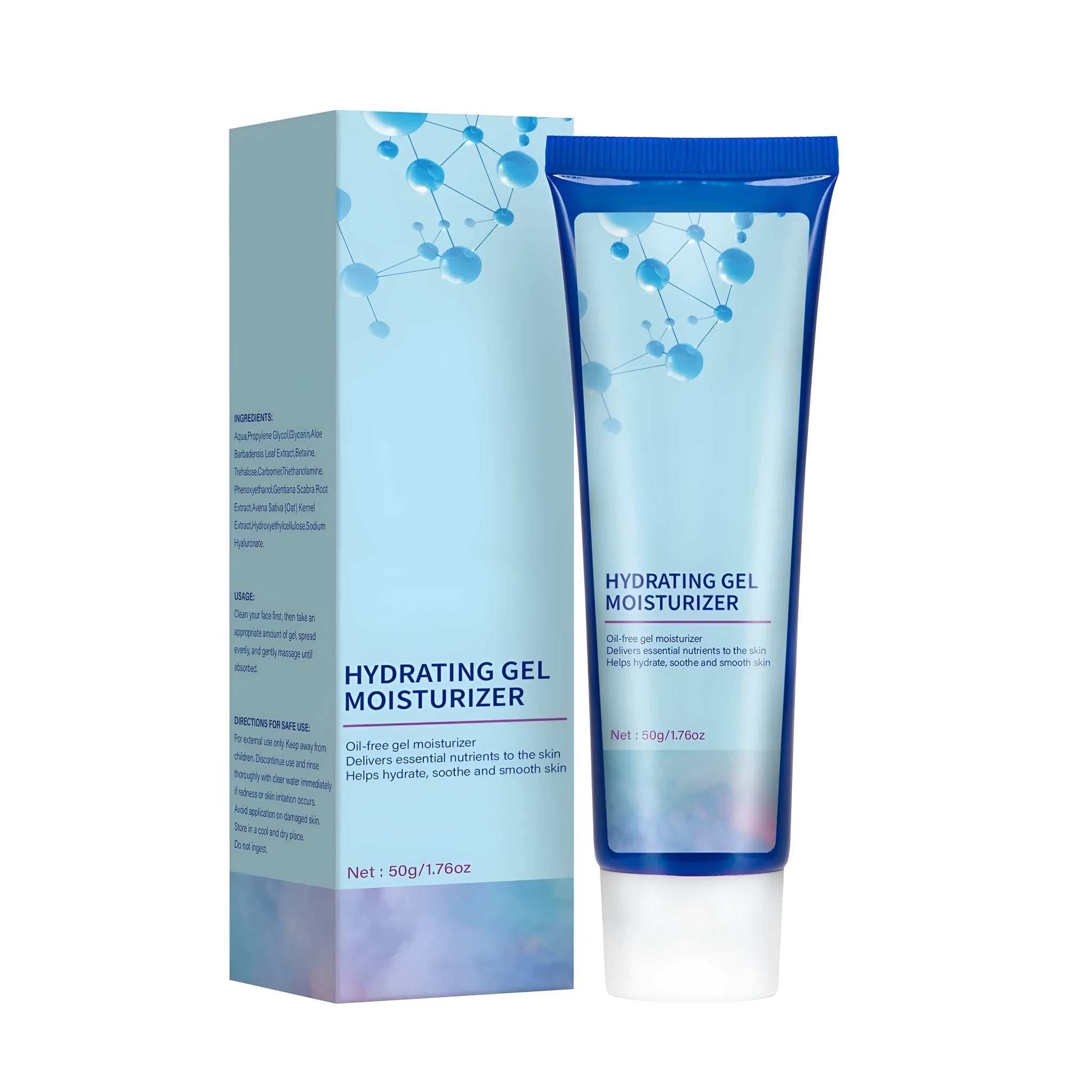 Electrolyte moisturising gel 50g tube with clear gel texture for skin hydration