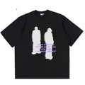 Shooting House white printed cotton T-shirt with loose fit and regular sleeves on a model