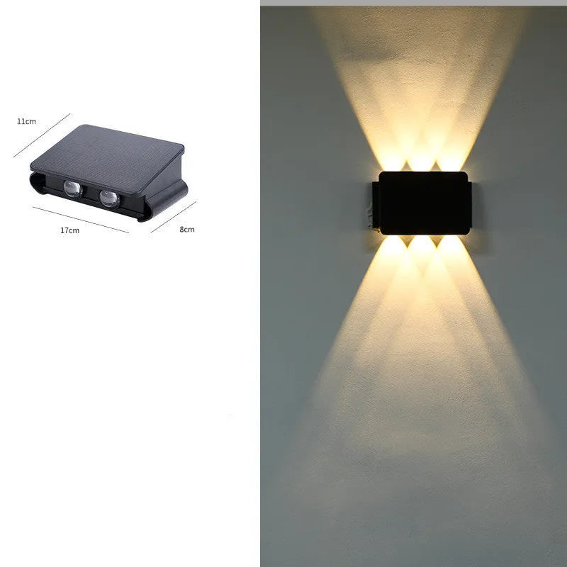 Solar outdoor corridor wall lamp with IP66 rating, ABS housing, and inductive switch for automatic motion-activated lighting