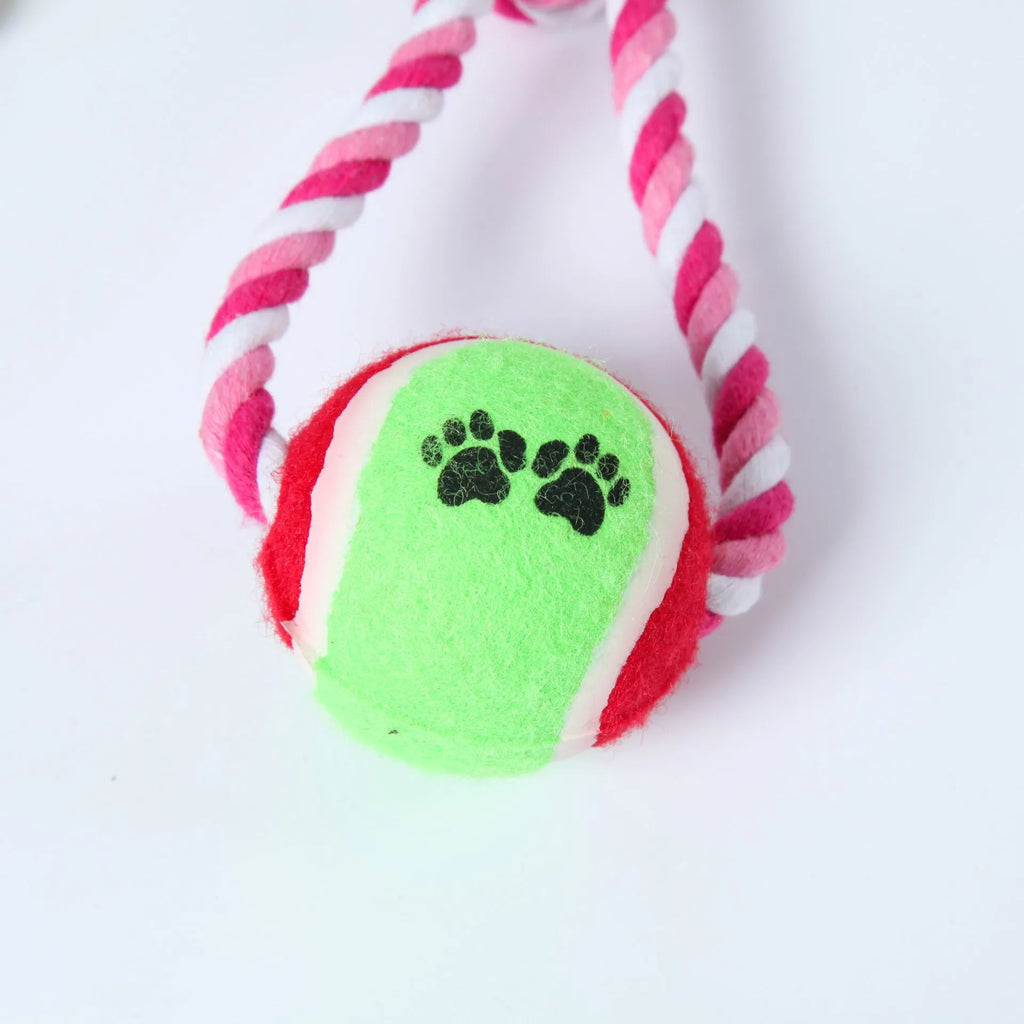 Red and white cotton string dog toy for medium large dogs, approximately 38 cm long