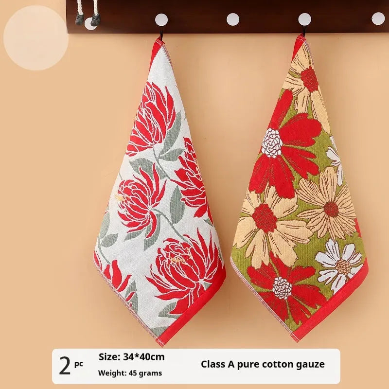 Class A cotton gauze square towel for kids, lint-free hanging handkerchief, 40x34cm, pure cotton plain weave, multi-colour pack