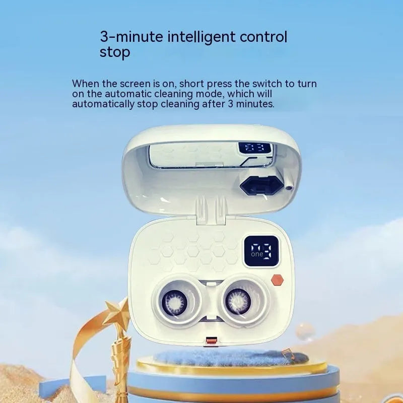 Pearl white automatic electric ultrasonic glasses cleaning machine on a surface