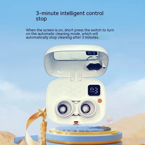 Pearl white automatic electric ultrasonic glasses cleaning machine on a surface