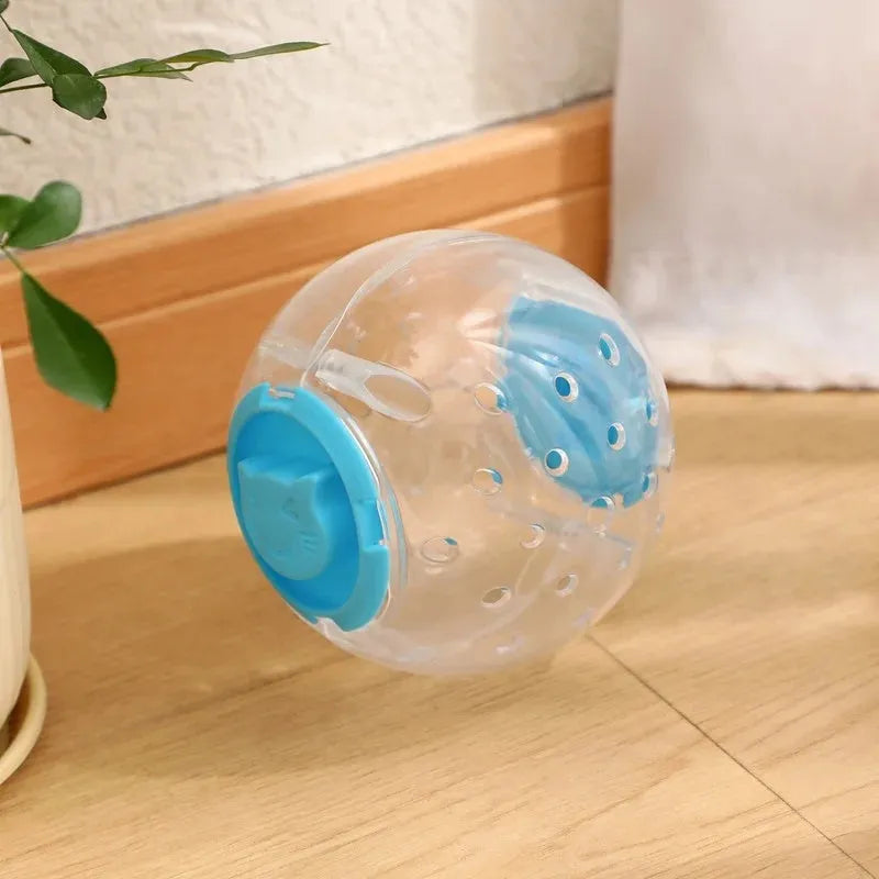 Blue pet slow feeding ball with 11.5cm diameter for treat dispensing