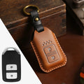 Full leather cowhide car key case for remote key fob protection, available in multiple colours and button layouts