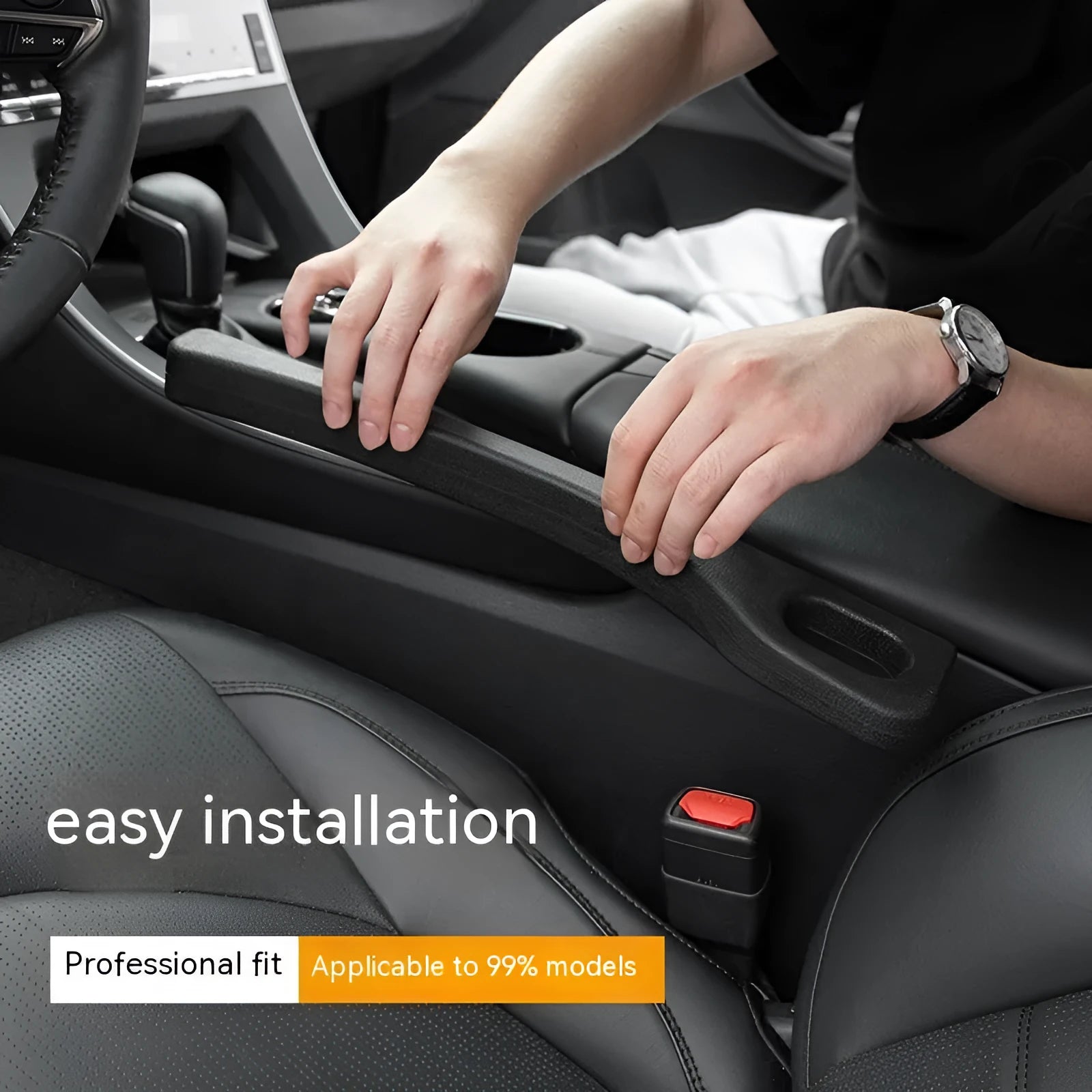 Waterproof polyresin car seat gap sealing strip with handle in multiple colours.