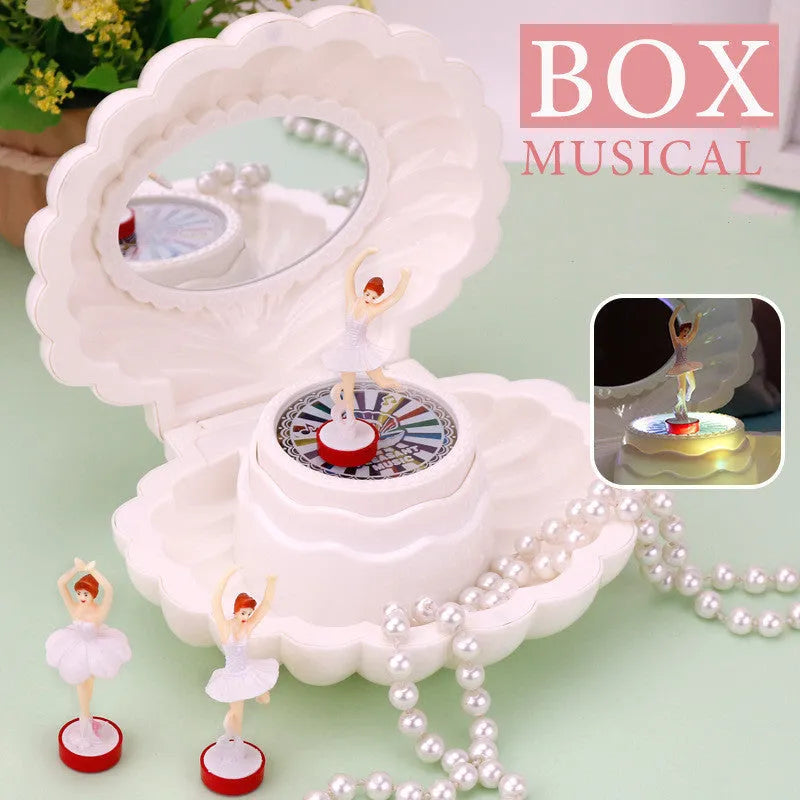 Shell ballet girl music box, plastic, 160x130x155mm, random colour, wind-up mechanism