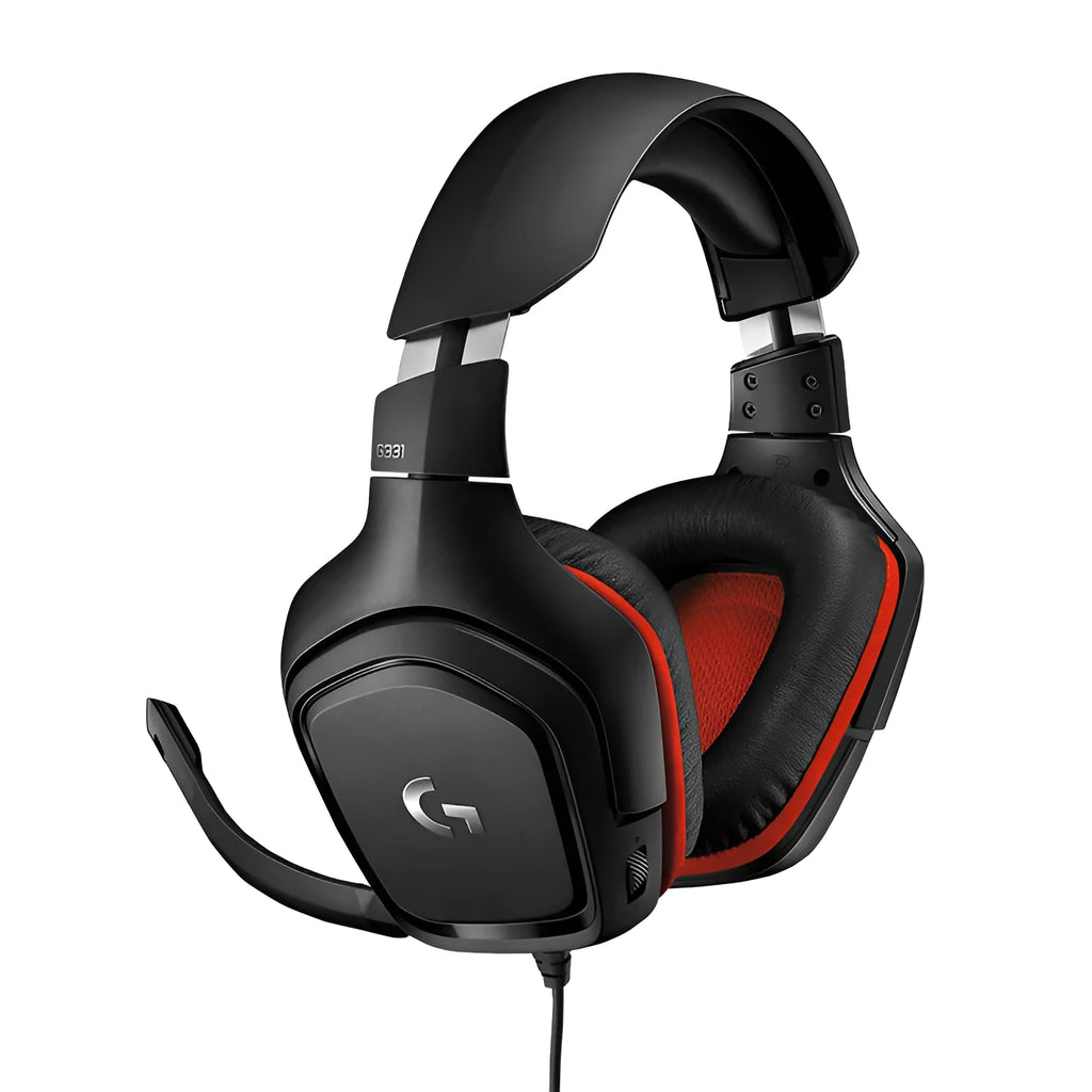 G331 stereo gaming headset with microphone, 3.5 mm cable, 2 metre length, and 12 cm Y-type splitter for PC