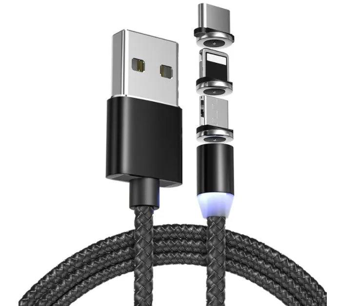 Black silver red gold magnetic charging cable for Android Type C and Apple iOS phones