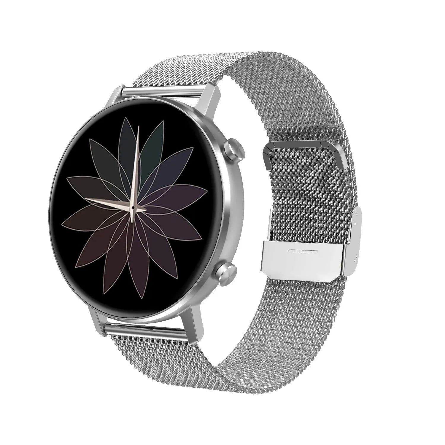 DT96 smart bracelet with 1.3-inch screen on a steel wrist strap.