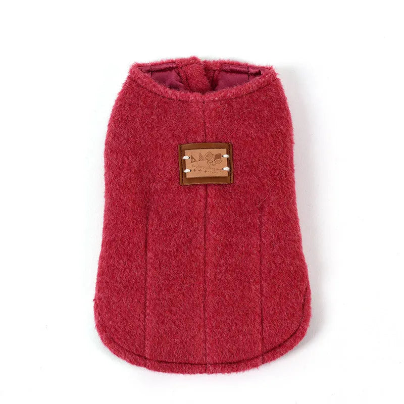 Korean cashmere vest style cotton dog clothes in blue, red, and yellow for autumn and winter wear