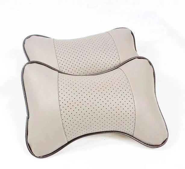 2 PCS leather car neck-rest pillow set in multi-colour, 27x18cm, for head and neck support