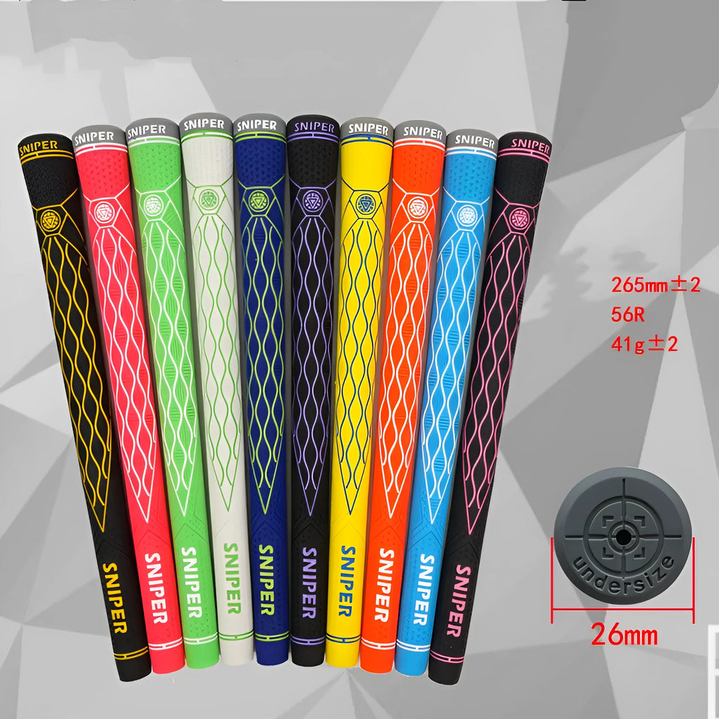 Set of ladies golf club grips in natural rubber, slim profile, 265mm length, multi-colour options
