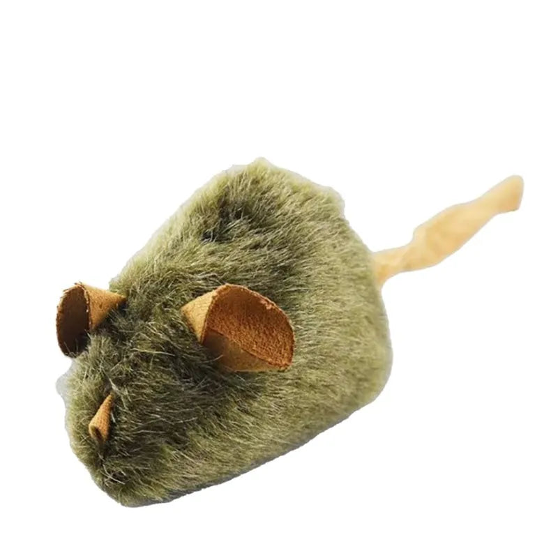 Funny plush mice cat toy with tail, soft flannel body, and lanyard for interactive play
