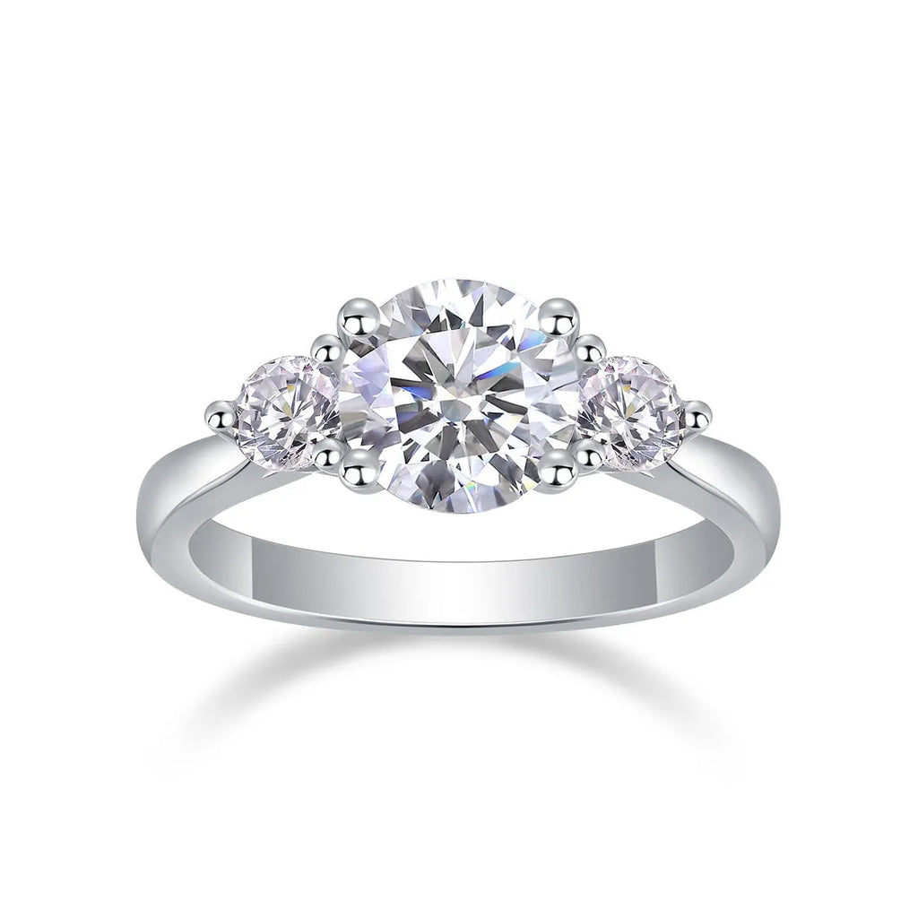 Wedding ring set with 2-carat moissanite in S925 silver gold-plated finish, GRA certificate included