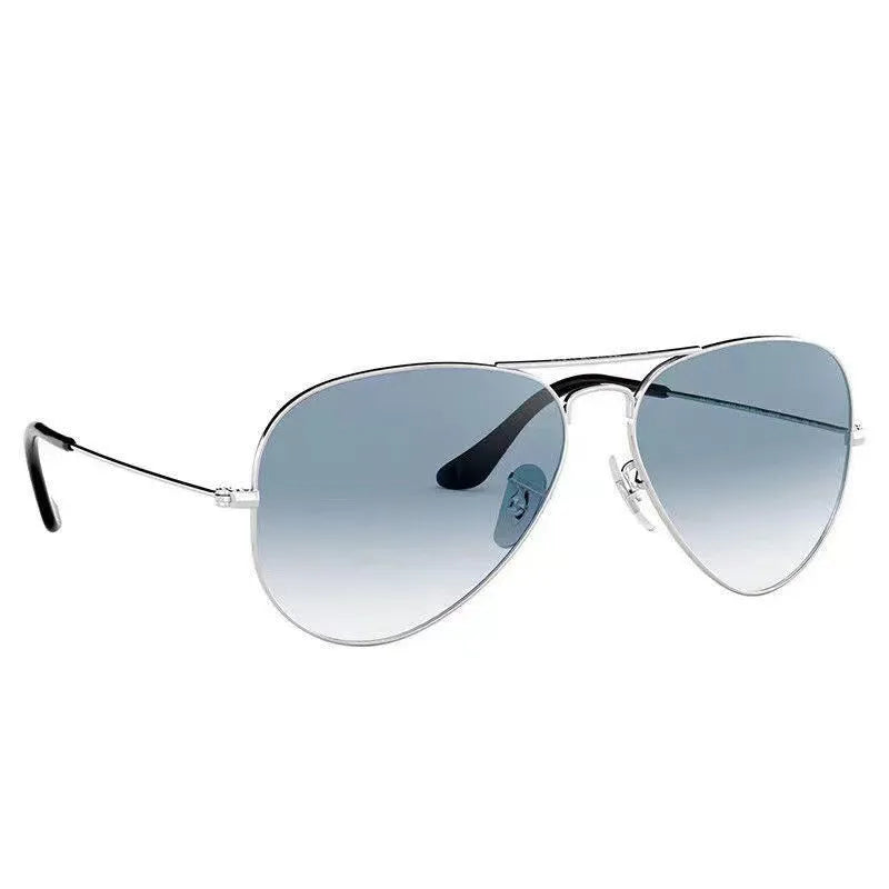 Tempered glass sunglasses with UV protection in gold, silver, and black frame colour options