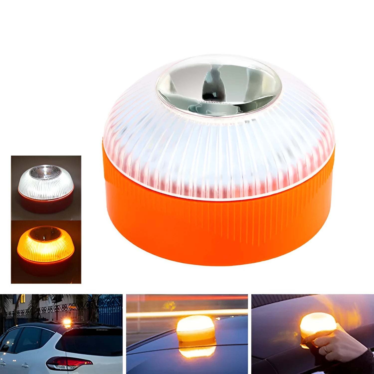 V16 LED vehicle emergency warning light in plastic housing with multiple colour options.