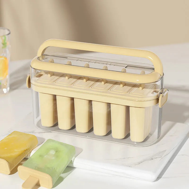Portable popsicle mold in beige, PP PET material, 23.4x7.7x12cm, for DIY homemade ice cream