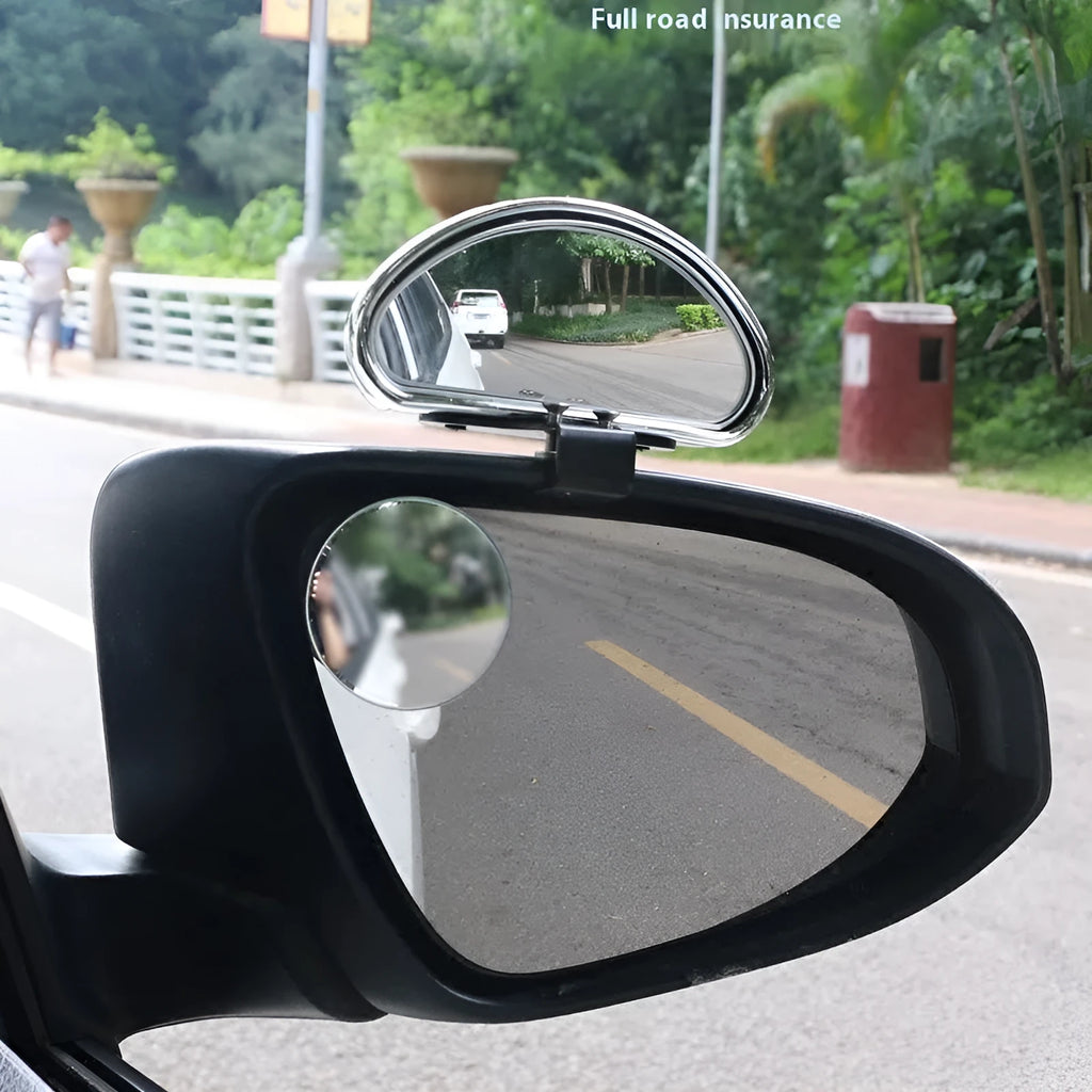 Car rear view wide angle convex blind spot mirror in black plastic housing