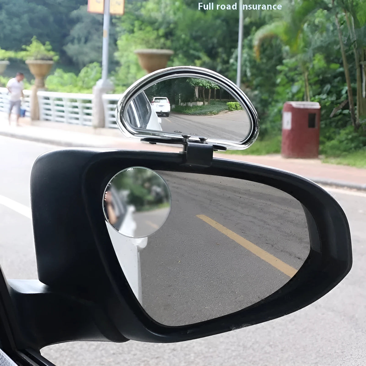 Car rear view wide angle convex blind spot mirror in black plastic housing