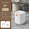 White smart dustbin with automatic sensor lid open, showing 16L capacity.
