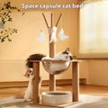 Wooden cat climbing frame with space capsule hideaway in luxury finish