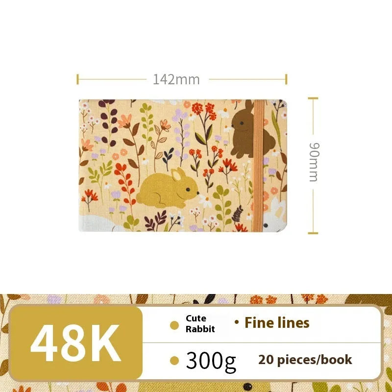 Feiluniao handmade fabric watercolour sketchbook with decorative cover, 185mm long.