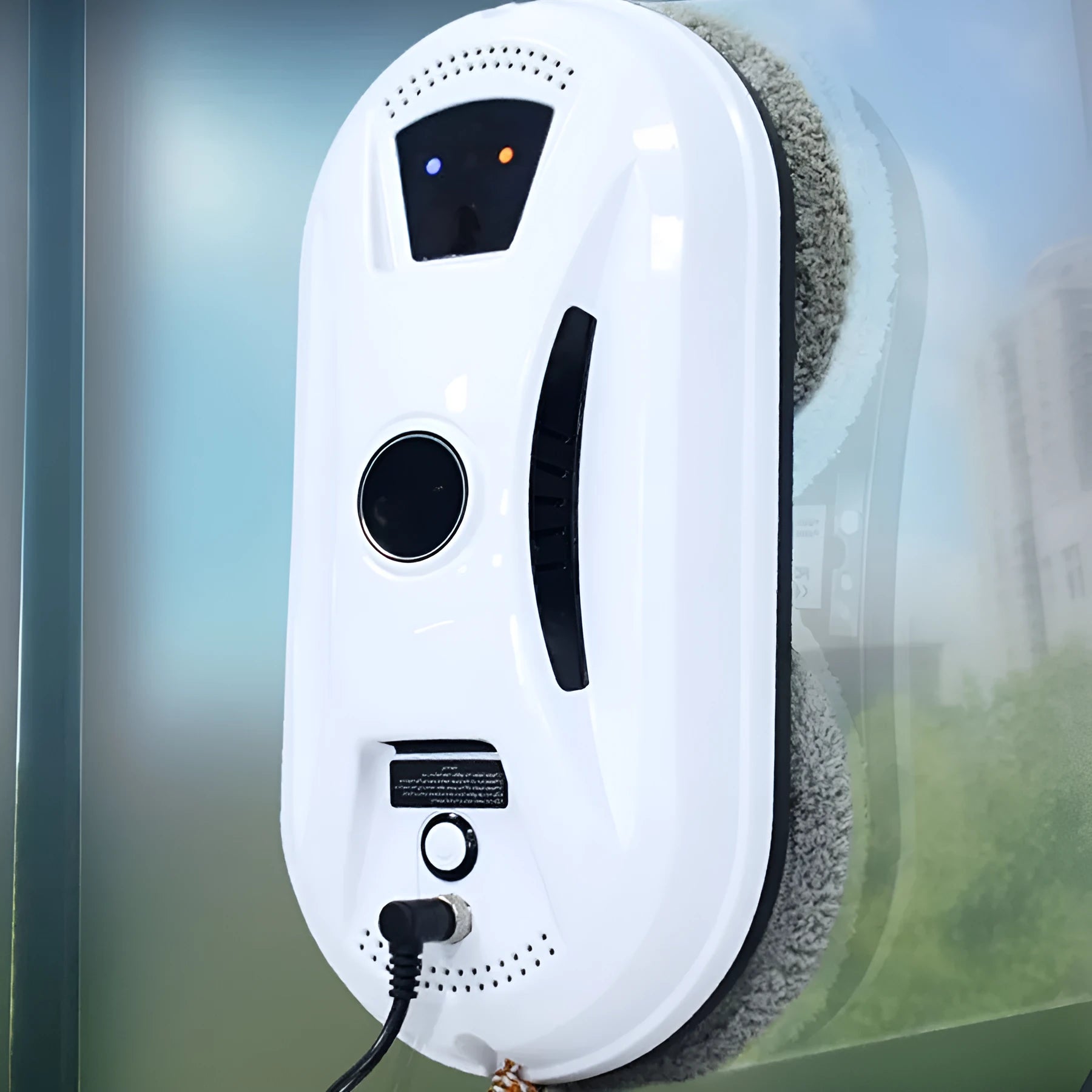 White automatic window cleaning robot HCR-02 with remote control, 28cm x 13cm