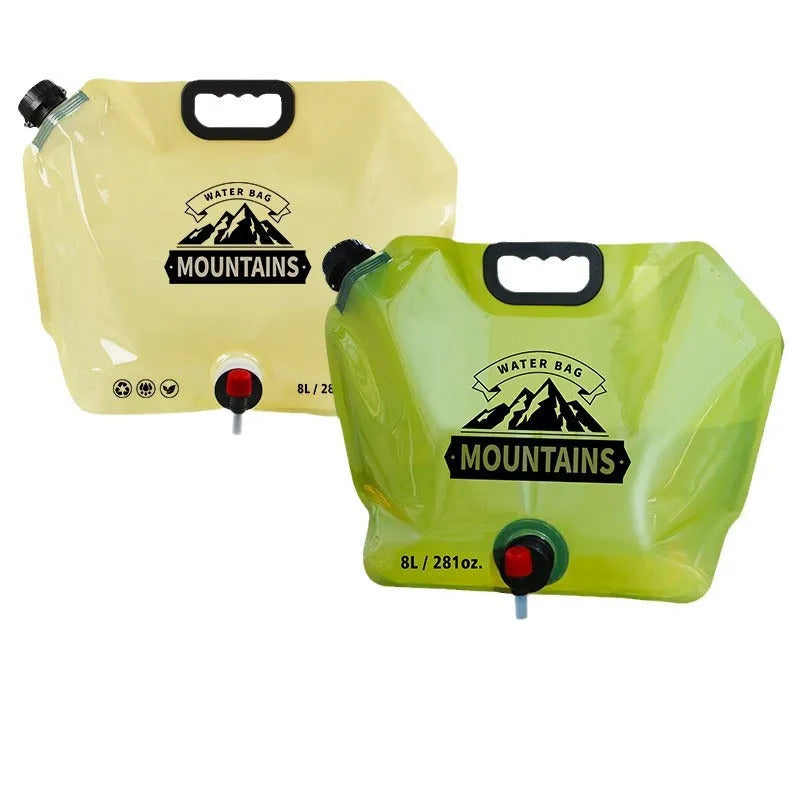 Outdoor water storage bag 8L in solid colour with waterproof fabric, portable for hiking and camping