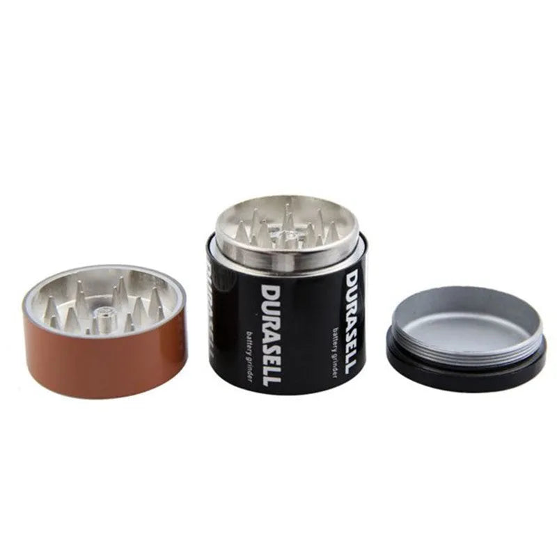 Black zinc alloy three-layer modelling grinder multi-tool with keychain, 55mm size.