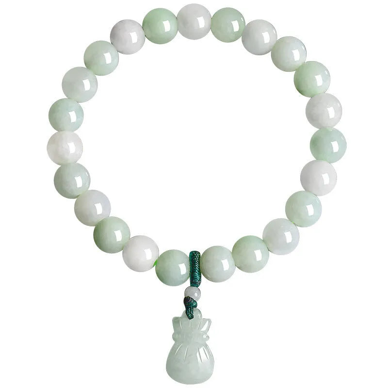 8mm jade floral purse bracelet in Chinese national style for men and women
