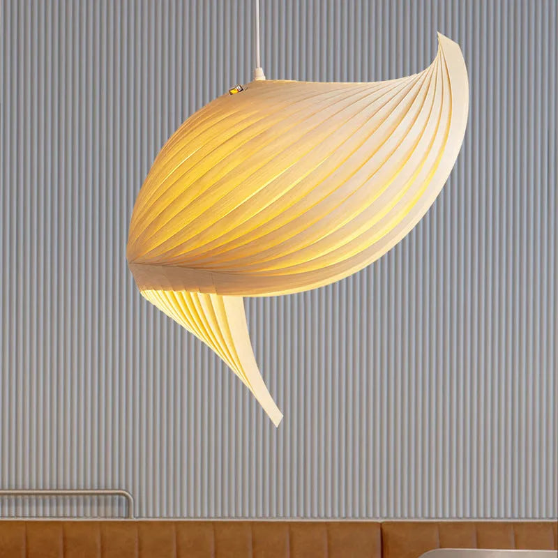 Wood woven single head pendant lamp, 40cm diameter by 60cm height, LED ceiling light for living room or restaurant