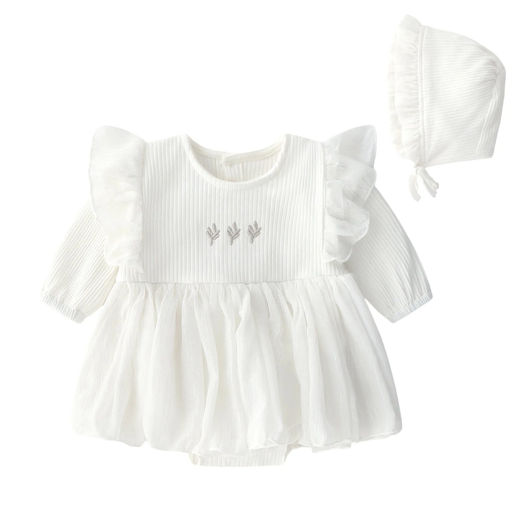 Baby girl fluffy princess dress in cotton fabric, pink red white colours, 59-80cm sizes