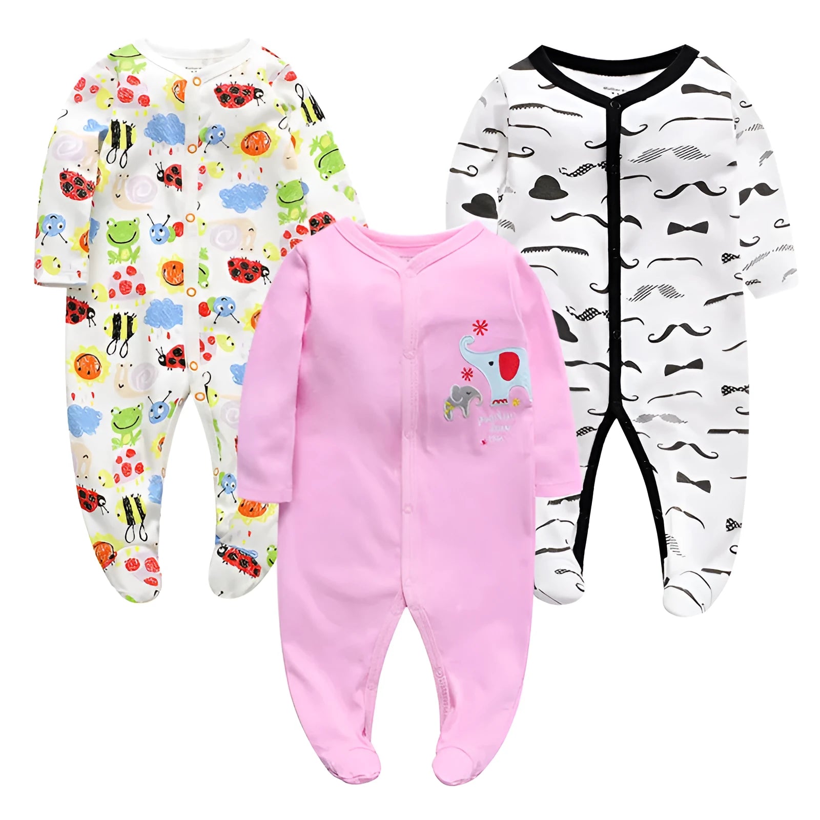 Cotton baby one-piece clothes in dinosaur print for infants.