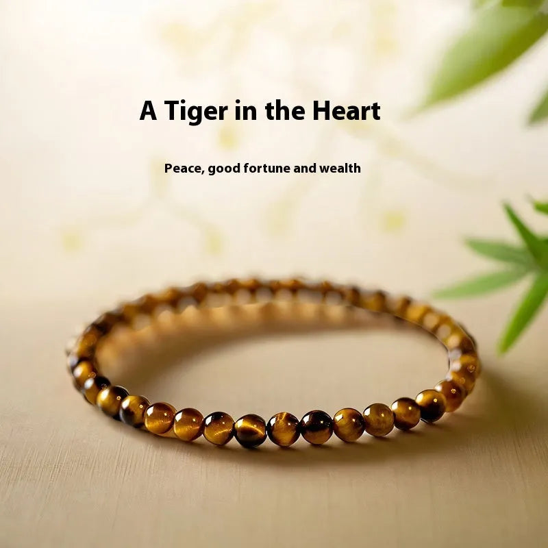 New Chinese style tigereye bracelet with geometric round beads showing 4mm 6mm 8mm size options