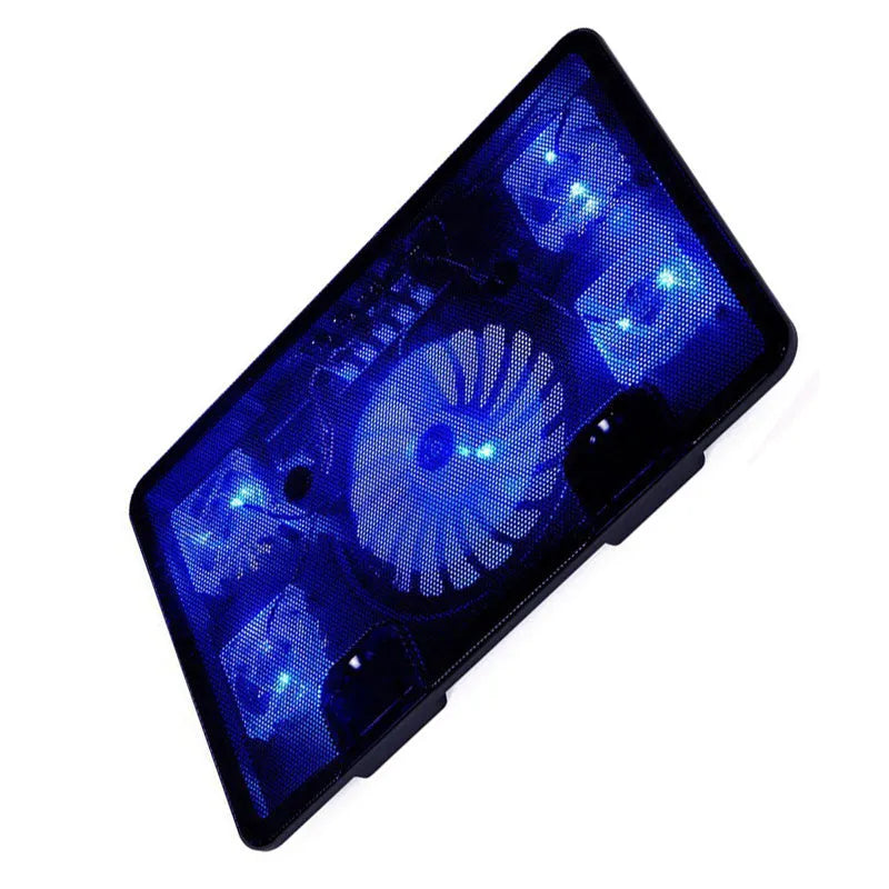 Naju N5 black ultra-thin silent notebook cooler with iron mesh panel and five fans