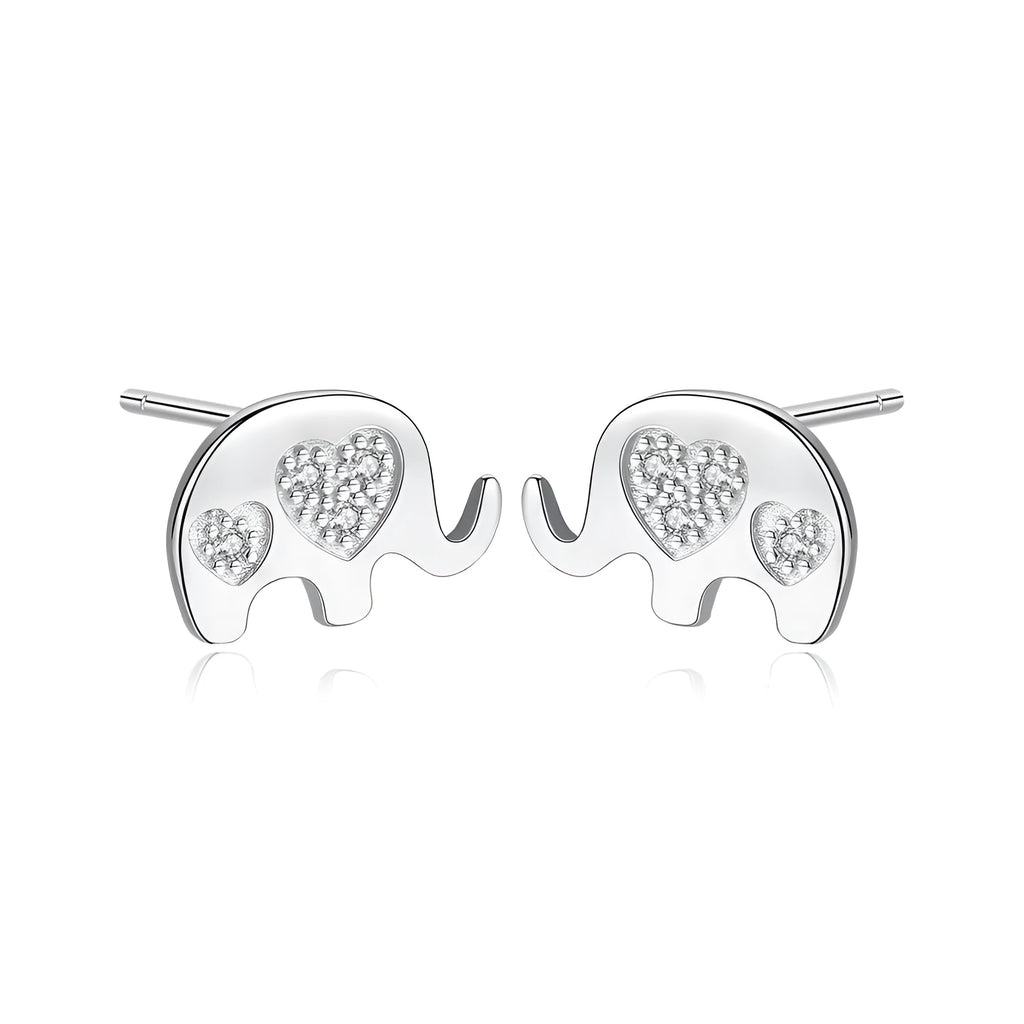 Geometric Korean silver earrings with gemstone setting, measuring 0.6cm by 0.9cm