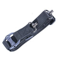 Black nylon tactical multifunctional strap rope with metal buckle, shown fully extended