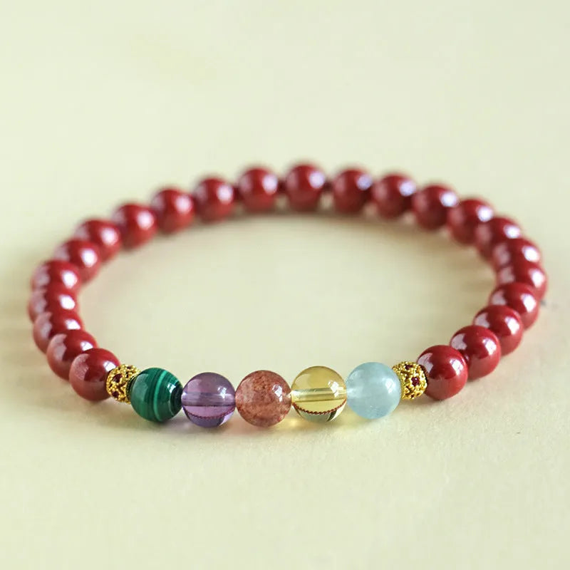 Purple gold sand crystal string bracelet with hand-strung beads in couple style design