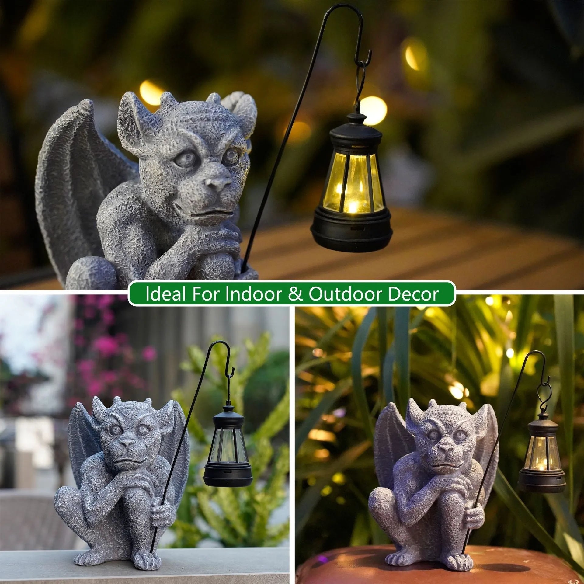 Creative stone statue ghost solar decoration resin garden lamp American style 17x13x21cm outdoor