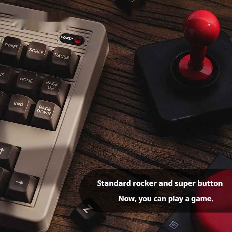 Retro87 C64 wireless Bluetooth mechanical gaming keyboard with rocker on grey ABS case
